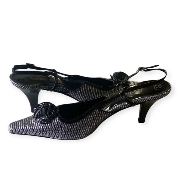 J.Renee Elisha Black/Silver Patterned Slingback Kitten Heels Women’s Size 12M - Picture 6 of 16